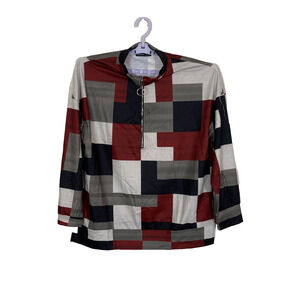 Noracora Ladies Size Large Long Sleeved Multicolor Collar Top